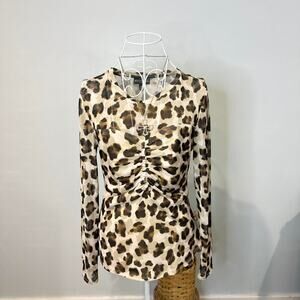 Stunning leopard cheetah print vintage 90s y2k mesh ruched top